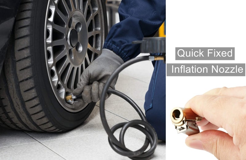 LDCRE Tire Air Chuck with Clip Adapter, Brass Locking Tire Inflator Nozzle Adapter Connect, No Leakage Tire Chucks for Vehicle Inflator Compressor Pump Connect Accessories Tool 8mm 1Pack - Image 3