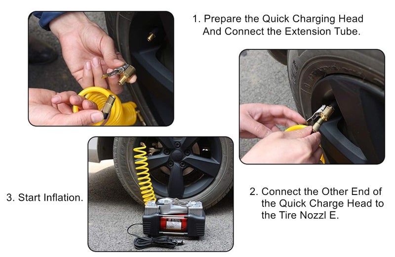 LDCRE Tire Air Chuck with Clip Adapter, Brass Locking Tire Inflator Nozzle Adapter Connect, No Leakage Tire Chucks for Vehicle Inflator Compressor Pump Connect Accessories Tool 8mm 1Pack - Image 4