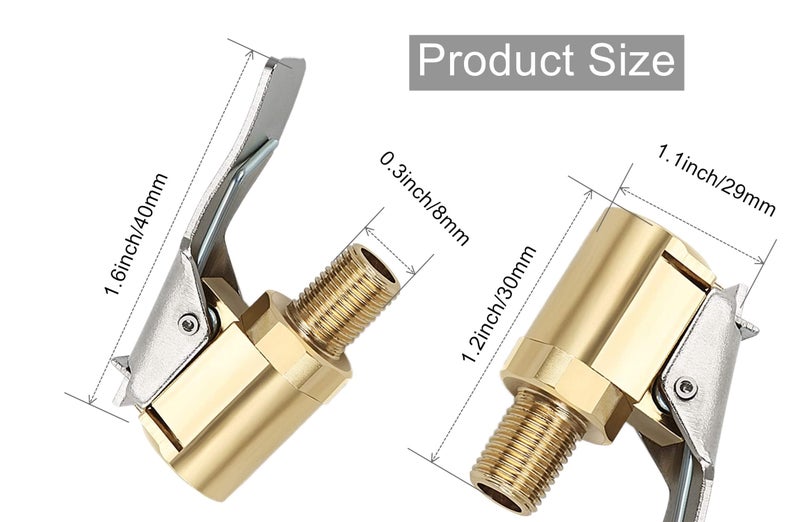 LDCRE Tire Air Chuck with Clip Adapter, Brass Locking Tire Inflator Nozzle Adapter Connect, No Leakage Tire Chucks for Vehicle Inflator Compressor Pump Connect Accessories Tool 8mm 1Pack - Image 2