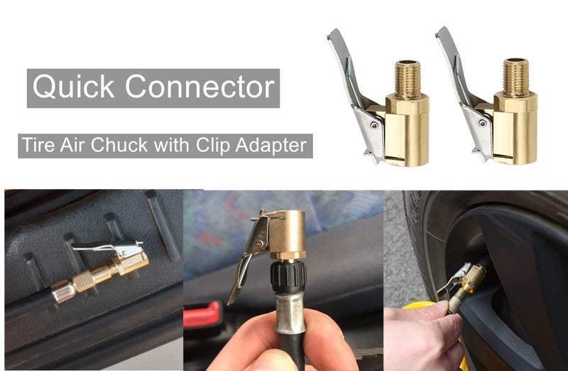 LDCRE Tire Air Chuck with Clip Adapter, Brass Locking Tire Inflator Nozzle Adapter Connect, No Leakage Tire Chucks for Vehicle Inflator Compressor Pump Connect Accessories Tool 8mm 1Pack - Image 5