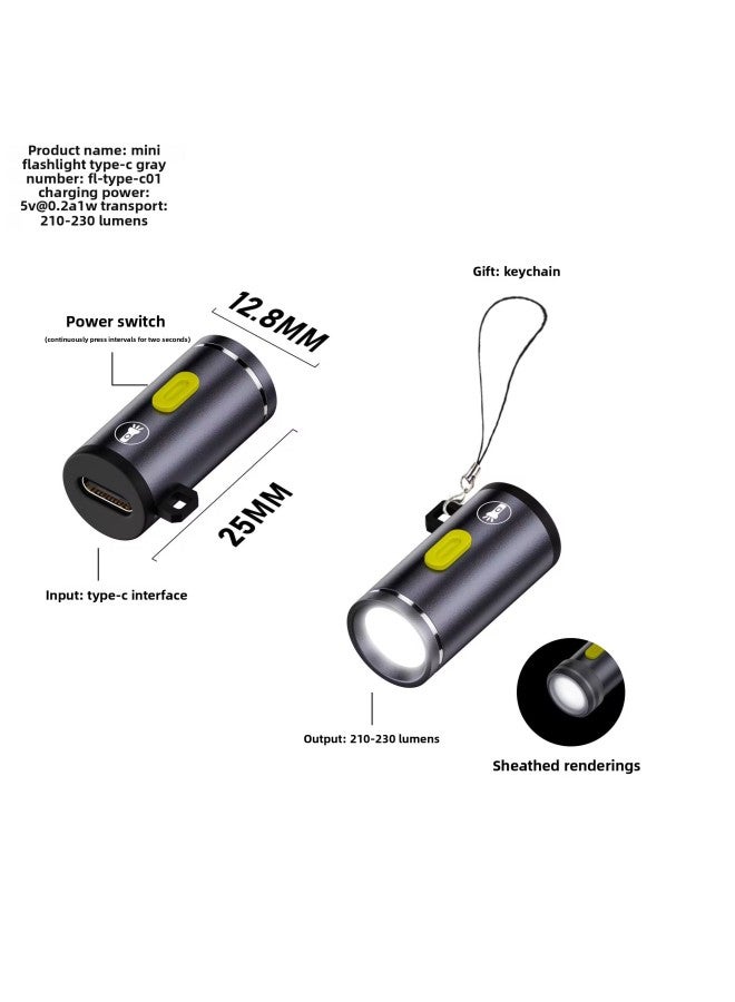 Portable Mini Flashlight Mobile Phone Charging Treasure Type-c Power Supply Outdoor Household Emergency Small Flashlight Work Lamp 