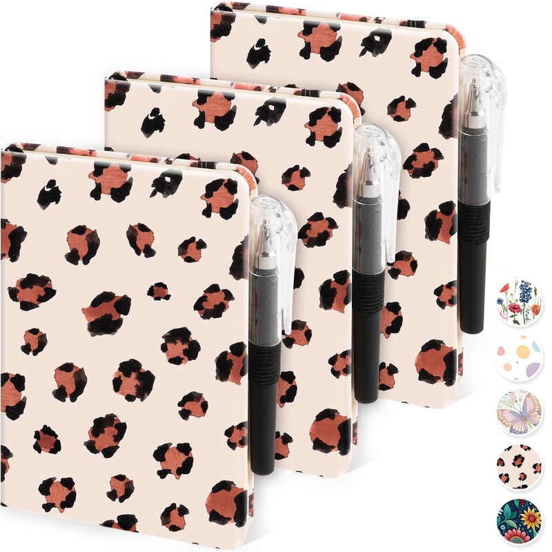 NIRMIRO Pocket Journal Notebook for Women Girls, 3 Pack Small Mini Notebook Journals with Pen, A6 (3.7" x 5.7") Leopard Cover Lined Notepad with 100GSM Thick Paper, Office Home School Supplies - Image 1