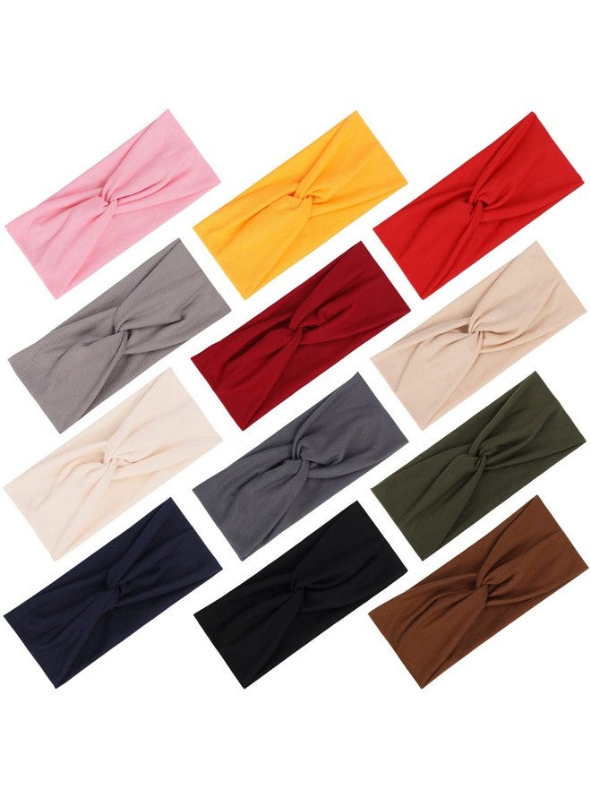 Tyfthui 12 Pack Headbands For Women Fashionable Sports Hairbands Elastic Wide Headbands Non Slip Workout Yoga Sport Headbands For Women (Color B) - Image 1