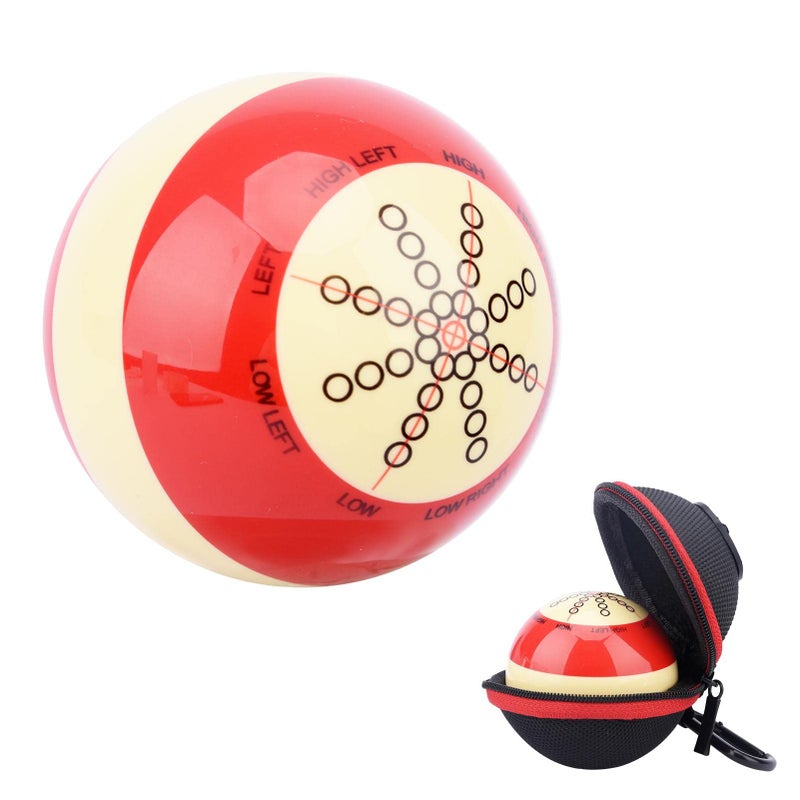 Billiards Cue Ball Training Artifact with Storage Bag Portable Practice Training Assist Accessory with Standard Lines and Dots for America Pool Eight BallSizeBall  Bag