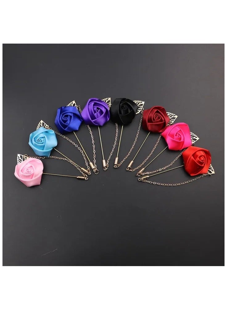Men's Rose Flower Brooch with Chain – Elegant Lapel Pin for Suits and Coats, Unisex Rose Design Pin for Men  Women Formalwear - Image 1