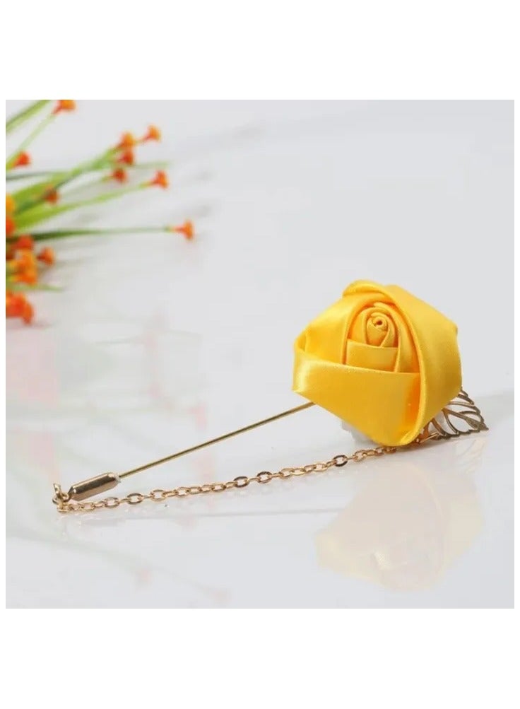 Men's Rose Flower Brooch with Chain – Elegant Lapel Pin for Suits and Coats, Unisex Rose Design Pin for Men  Women Formalwear - Image 2