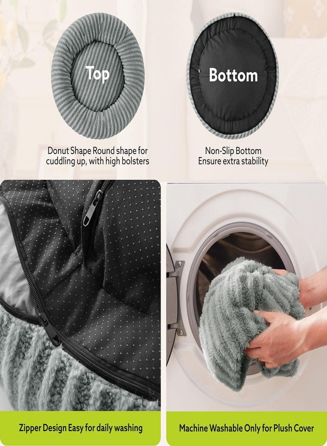 MIXJOY Dog Beds for Small Dogs, Washable Dog Bed with Removable Cover, Small Cat Bed for Indoor Cats, Calming Soft Dount Pet Beds with Anti Slip Bottom, Cute Puppy Beds, 23"x23"x8", Grey - Image 4