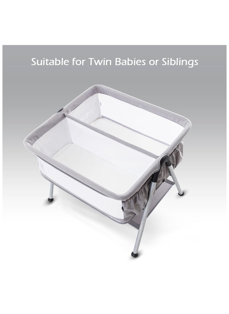 TEKNUM - Teknum FELLOW 2 Twin Bedside Crib Bassinet - Grey - Image 1