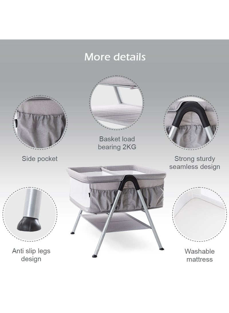 TEKNUM - Teknum FELLOW 2 Twin Bedside Crib Bassinet - Grey - Image 1