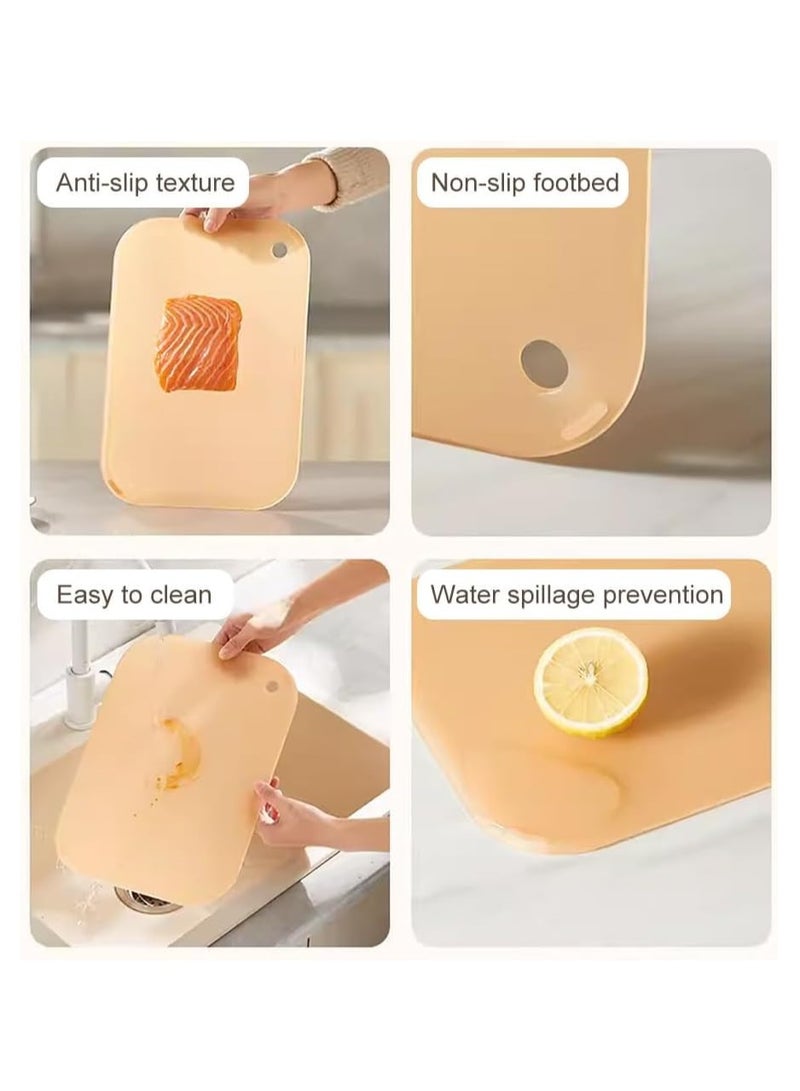 KASTWAVE Cutting Boards for Kitchen, Plastic Board Set of 3, Chopping Meat, Veggies, Fruits, Easy Grip Handle, Non-Slip, Dishwasher Safe (Orange) - Image 4