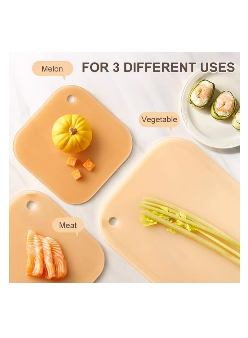 KASTWAVE Cutting Boards for Kitchen, Plastic Board Set of 3, Chopping Meat, Veggies, Fruits, Easy Grip Handle, Non-Slip, Dishwasher Safe (Orange) - Image 3