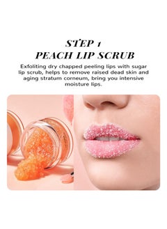 ANAI RUI Lip Balm Mask & Lip Scrub Set, Lip Care Kit, Overnight Lip Treatment With Lip Sleeping Mask & Sugar Lip Exfoliator Scrub, Lip Moisturizer For Dry, Chapped, Dark Lips, Reduce Fine Lines, Peach  - Image 3