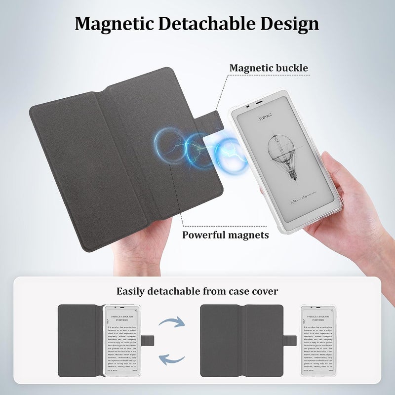 Vane Oak 2in1 Case for Onyx BOOX Palma 2 / Palma, Magnetic Detachable Folio Flip Cover, Slim PU Leather Case with Auto Wake/Sleep - Image 3