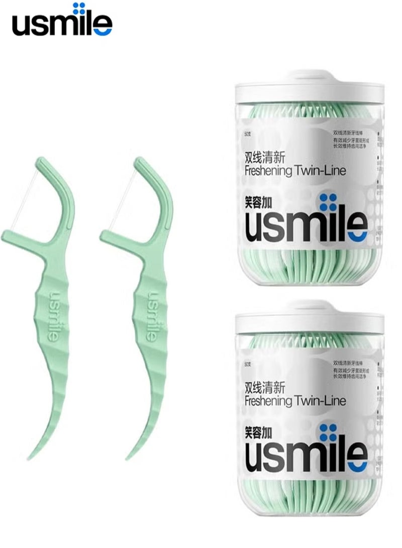 يو سمايل usmile -50 قطعة-التوأم خط التجديد مكافحة تسوس الأسنان خيط الأسنان عصا الأسنان تنظيف الأسنان العناية الفموية بين الأسنان (التجديد) - Image 1