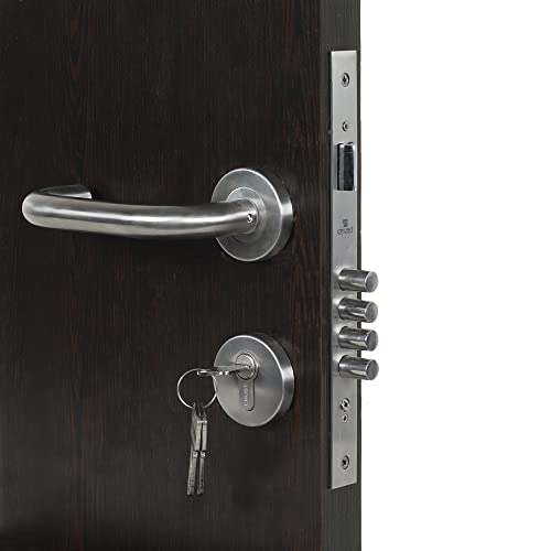 Crust Mg-1103 Premium Rose Mortise Door Lock Handle Set/Mortise Lock with Brass Lock Body and 60 mm Both Side Key Brass Cylinder Set with 3 Brass Computer Keys - Image 2