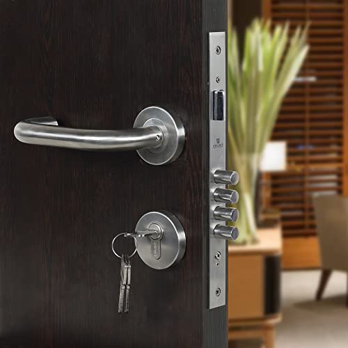 Crust Mg-1103 Premium Rose Mortise Door Lock Handle Set/Mortise Lock with Brass Lock Body and 60 mm Both Side Key Brass Cylinder Set with 3 Brass Computer Keys - Image 1