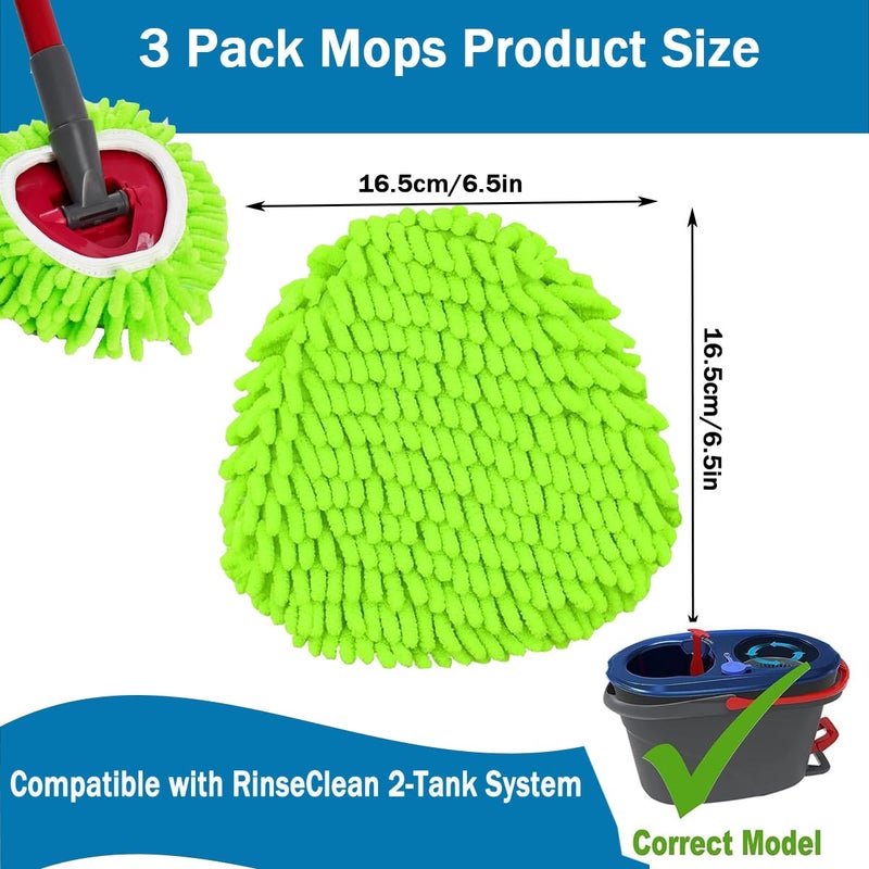 YWSHF Mop Heads Replacements Compatible with Ocedar RinseClean 2-Tank System 3 Pack Spin Mops Refill Microfiber Chenille for O Cedar Dry Wet Cleaning All Hard-surfaced Floors Machine Washable - Image 2