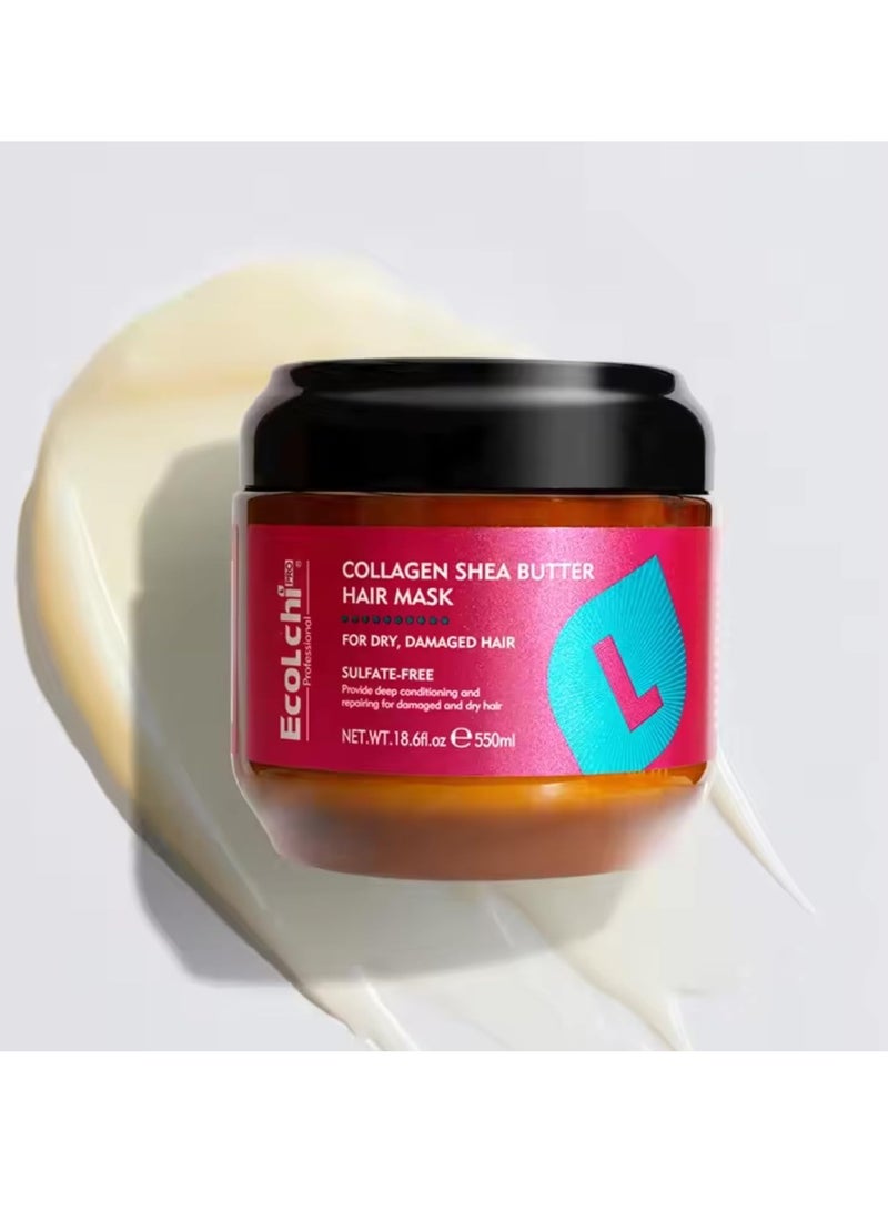 Ecolchi Collagen Hair Mask and Shampoo Set Natural Ingredient Collagen Deep Conditioning Hair Treatment Shampoo Set For Dry and Damaged All Hair Types 550+750ml - Image 2