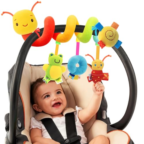 FPVERA Spiral Car Seat Toys Baby Sensory Soft Plush Hanging Toys for 012 Months Stroller Crib Accessories Essentials for Expecting Moms Baby Shower Registry Gift - Image 1