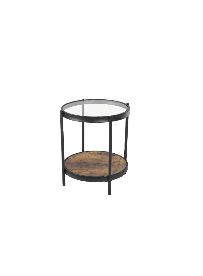 Baity Round Ramadan serving table, wooden with glass top - brown - Image 2