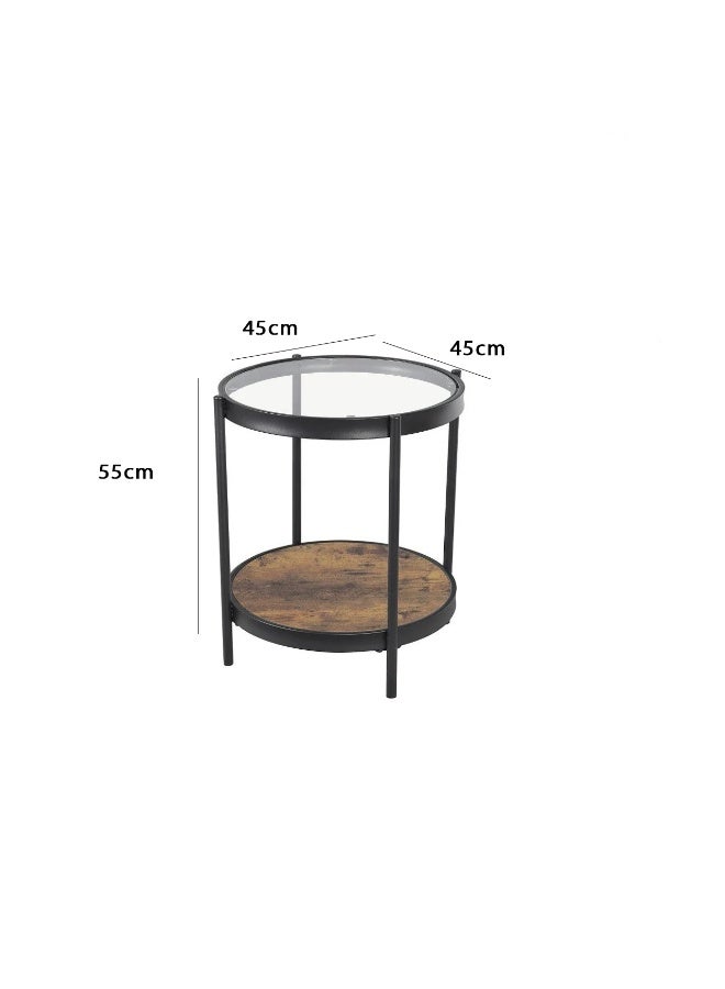 Baity Round Ramadan serving table, wooden with glass top - brown - Image 4