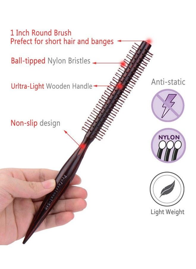 Perfehair - Small Mini Round Hair Brush Nylon Bristles Short Hair Blow Drying Styling Roll Hairbrush - Image 1