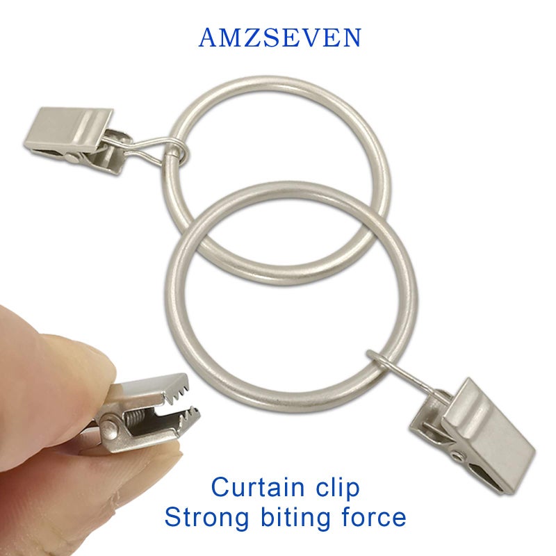 Amzseven 100 Pack Metal Curtain Rings With Clips Drapery Clips Hooks Decorative Curtain Rod Clips Hangers 1.5 Inch Interior Diameter Eyelets Matte Silver - Image 3