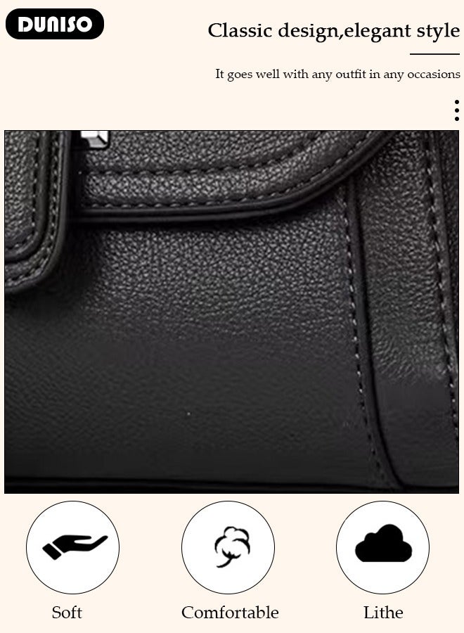 DUNISO Women's Fashion Handbag Faux Leather Crossbody Bag For Women Large Capacity Tote Bags Top Handle Satchel Fashionable Travel Shoulder Bag For Ladies - Image 3