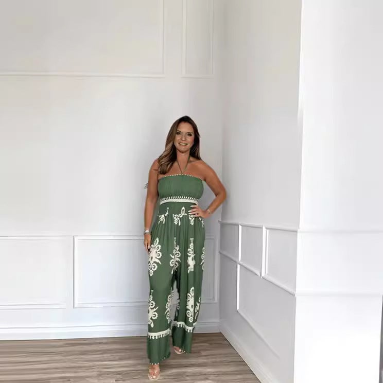 2023 Independent Station Women'S Summer Fashion Casual Sleeveless Printed Loose Trousers Jumpsuit - Image 2