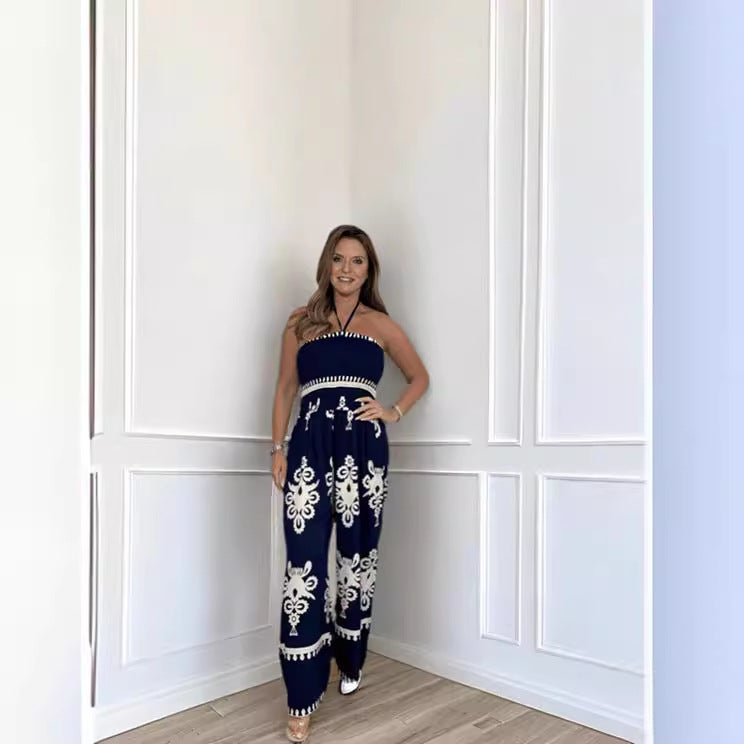 2023 Independent Station Women'S Summer Fashion Casual Sleeveless Printed Loose Trousers Jumpsuit - Image 3