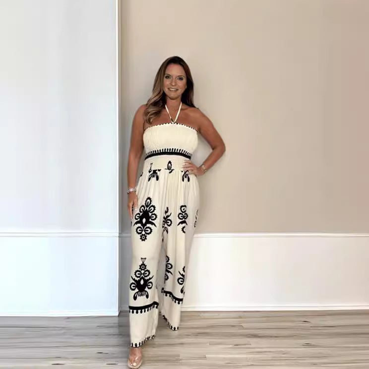 2023 Independent Station Women'S Summer Fashion Casual Sleeveless Printed Loose Trousers Jumpsuit - Image 4