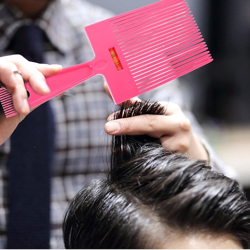 Ciieeo Men’s Flat Hair Cutting Comb with Level Indicator, Vintage Barber Hairdressing Comb in Pink, Professional Multi-function Styling Tool for Salon and Travel - Image 3