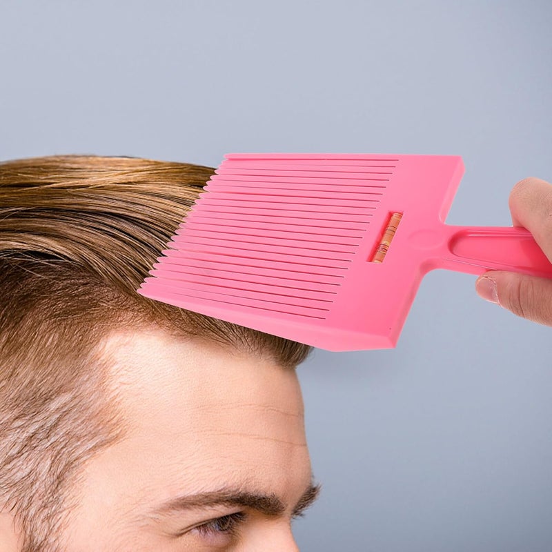Ciieeo Men’s Flat Hair Cutting Comb with Level Indicator, Vintage Barber Hairdressing Comb in Pink, Professional Multi-function Styling Tool for Salon and Travel - Image 4