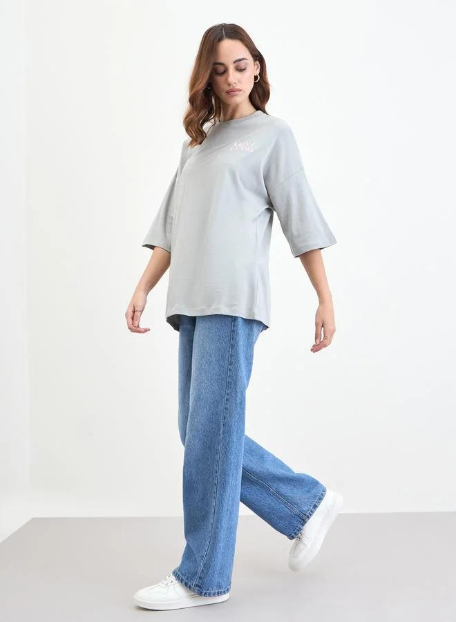 ستايلي تيشيرت واسع بأكمام بطول 3/4