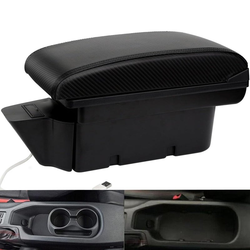 HRCHCG Consoles Armrest for Toyota 86 GT86  Subaru BRZ Center Dual Storage Box for Scion FRS 20122020 Carbon Fiber Pattern  Black