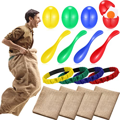 Charniol 12 Pieces Potato Sack Race Bags Outdoor Lawn Game with Egg and Spoon Running Game 3 Legged Relay Race Band Carnival Plays Outside Backyard Field Day Birthday Party Plays for Adults Family Company - Image 1