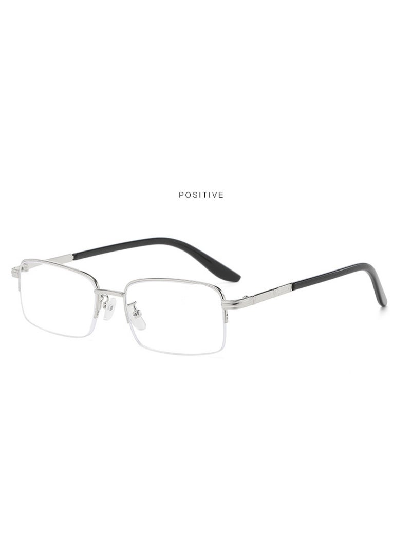 Booma Opticals JESSIE-S +2.50 Power Reading Glasses for Men & Women, Silver Frame, Presbyopia, Corrective Eyeglasses, Prescription glasses,  Anti-Blue Light Lenses, Unisex – Half-rim Metal Frame and Hinge, Stylish Square Design, Computer Screen & Eyestrain Relief - Image 1