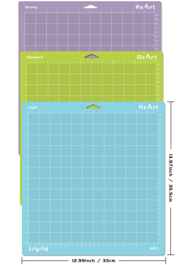 Excefore - Cutting Mat Variety for Cricut 3 Pack Stronggrip Standardgrip Lightgrip Adhesive Cut Mat - Image 1