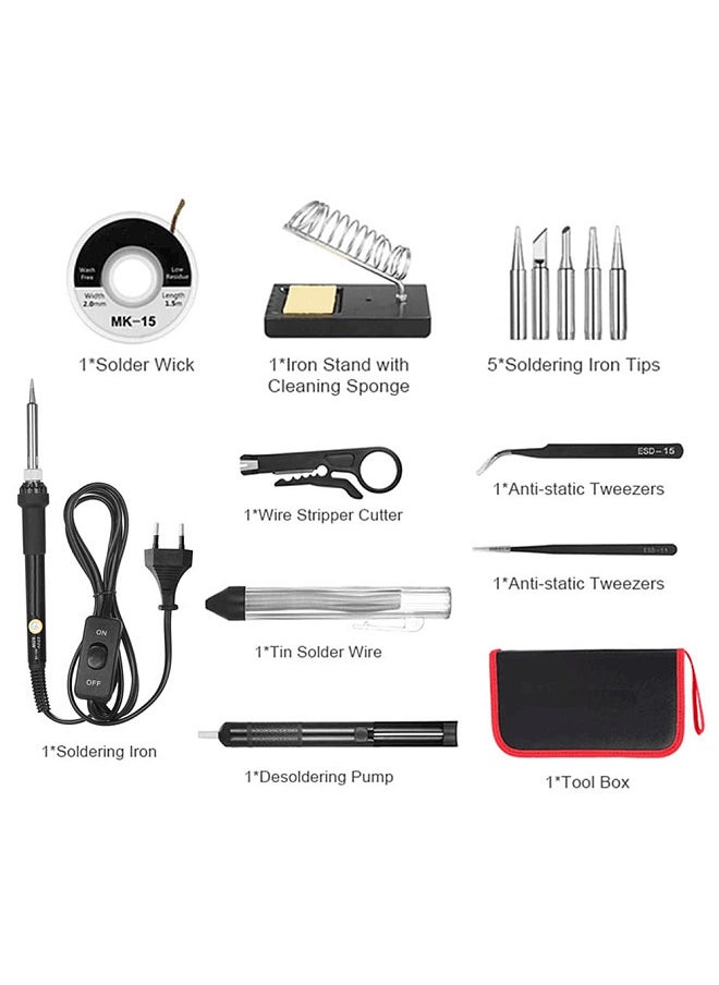 14 in 1 Soldering Iron Kit 60W Adjustable Temperature Welding Soldering Iron with Soldering Tips Solder Sucker Desoldering Wick Solder Wire Anti-static Tweezers Iron Stand - pzsku/ZAC89B79A55B3FF1129F8Z/45/_/1697186179/4d5ad680-8145-4a89-8fff-5d8bb9b1f71f