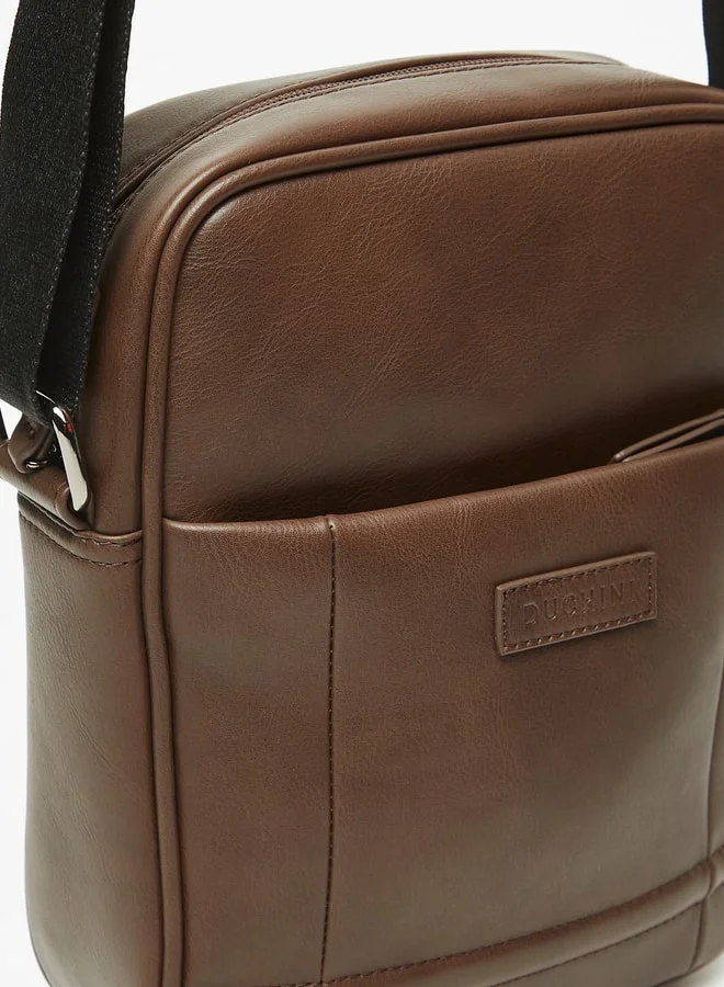 DUCHINI Men's Logo Detail Crossbody Bag