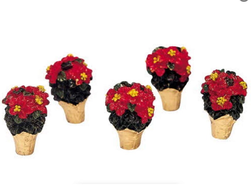 Lemax Village Collection Miniature Poinsettia Set of 5 34970