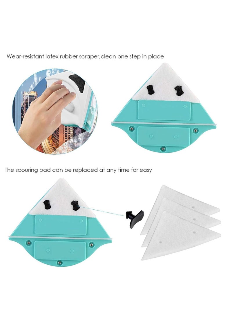 Double-Sided Glass Magnetic Cleaning Brush for Windows, Sliding Doors, and Vehicle Windows (for 5-12mm Glass Thickness, Green) - With Handle  - Image 3