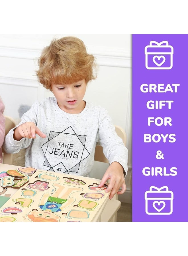 quokka ألغاز خشبية كوكّا للأطفال من عمر 4-6 سنوات - ألغاز مونتيسوري للأطفال من عمر 3-5 سنوات - لعبة تعليمية لتعلم أجزاء جسم الإنسان وهيكل العظام - ألعاب تعليمية للأولاد والبنات - Image 4