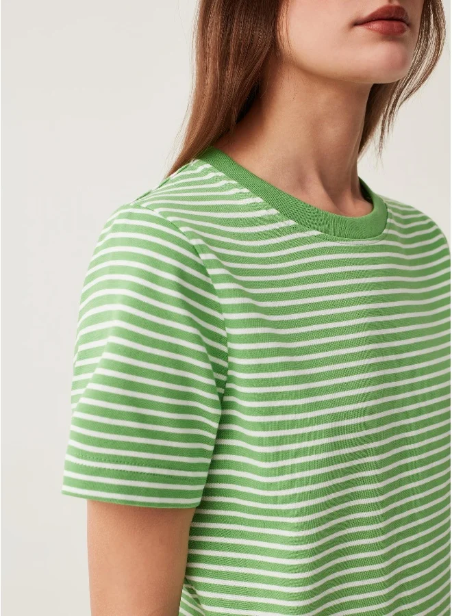 Ovs Ovs Striped Cotton T-Shirt With Round Neck
