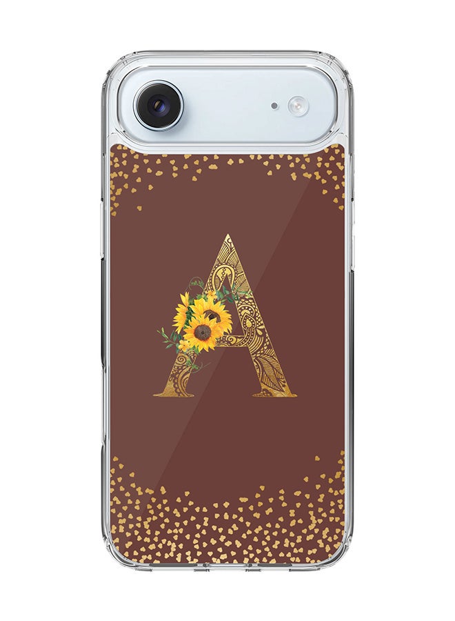 Stylizedd Classic Clear MagSafe Case for iPhone 17 Air , Hybrid Soft Case Flexible Edges Anti Drop TPU PC Gel Thin Transparent Cover [ Designed for iPhone 17 Air ] - Custom Monogram Initial Letter Floral Pattern Alphabet - A  (Brown )