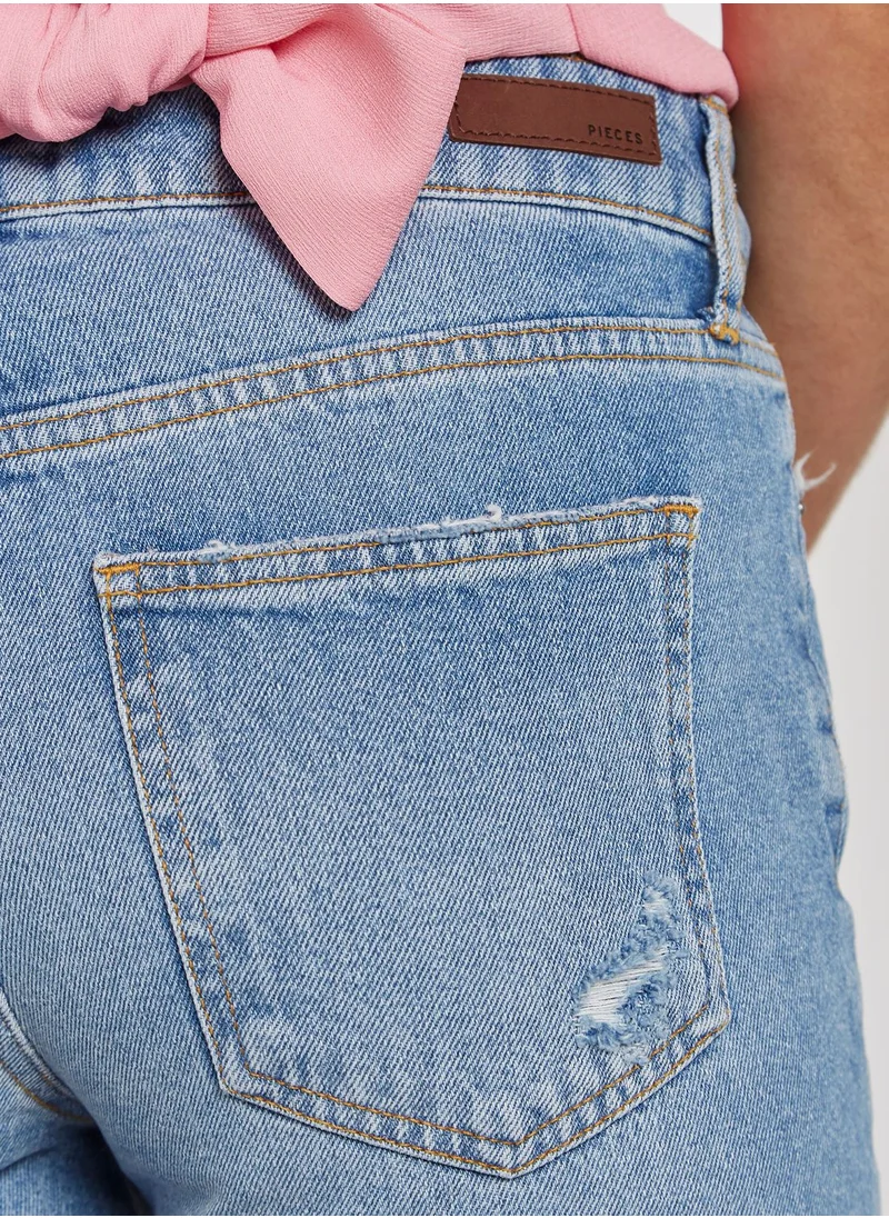 PIECES Distressed Light Wash  Jeans