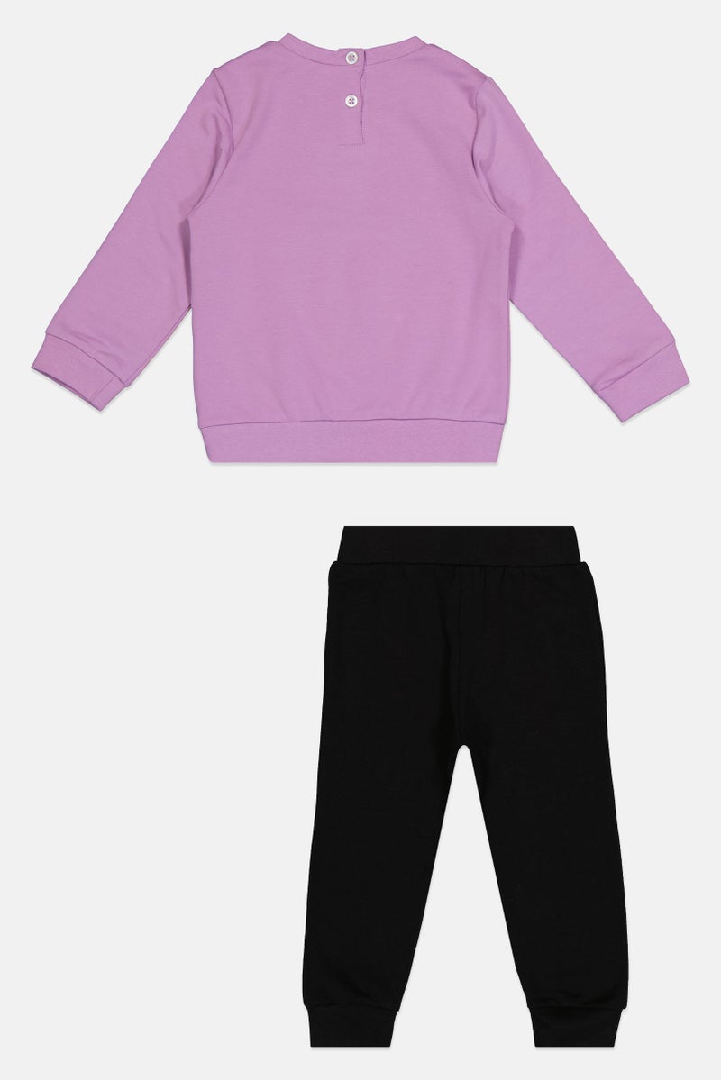 guru G99 By Guru Toddlers Girl 2 Pieces Brand Logo Sweatshirt With Bottom Set, Multicolor - Image 2