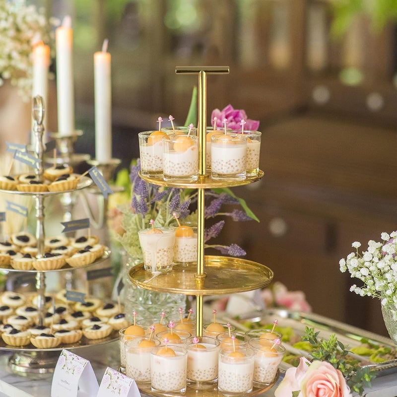 Happy Will 3 Tier 14" Heavy Metal Cake Stand Holder Fruit Plate Stand Fitting Hardware Rod with Stylus (Golden_T Shape) - Image 4