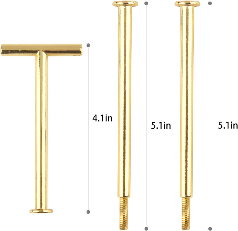 Happy Will 3 Tier 14" Heavy Metal Cake Stand Holder Fruit Plate Stand Fitting Hardware Rod with Stylus (Golden_T Shape) - Image 2