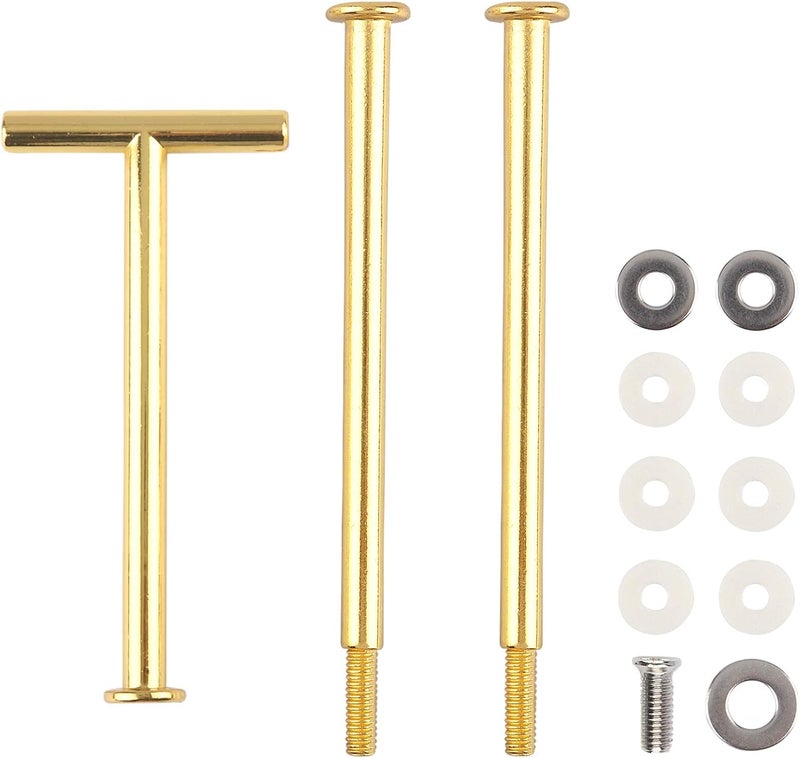 Happy Will 3 Tier 14" Heavy Metal Cake Stand Holder Fruit Plate Stand Fitting Hardware Rod with Stylus (Golden_T Shape) - Image 1